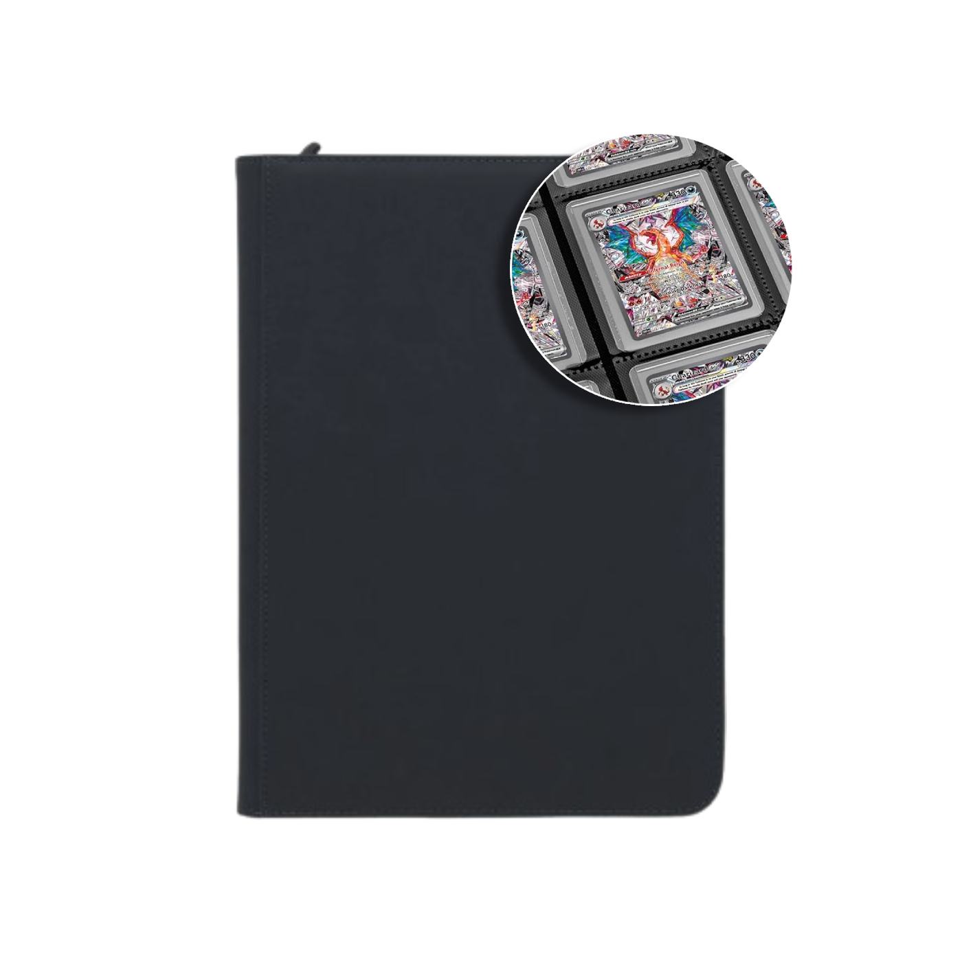 Zipped 9-Pocket Toploader Binder - Svart-Hobbykort