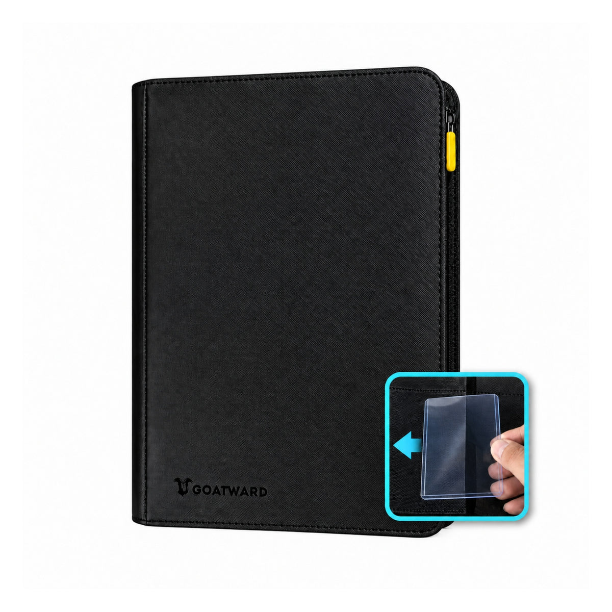 Premium Zipped 9-Pocket Toploader Binder - Svart (Goatward)-Hobbykort