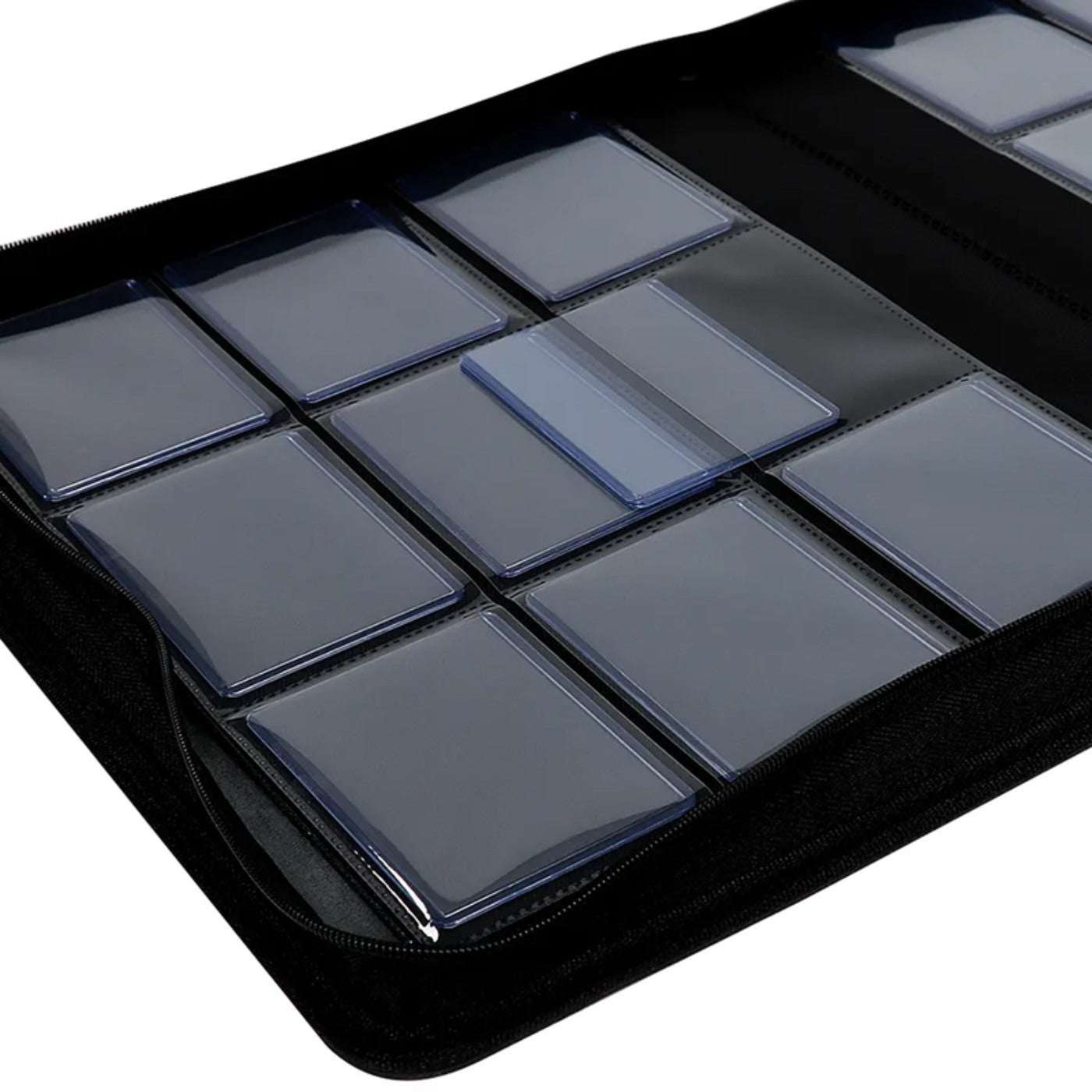Zipped 9-Pocket Toploader Binder - Svart-Hobbykort