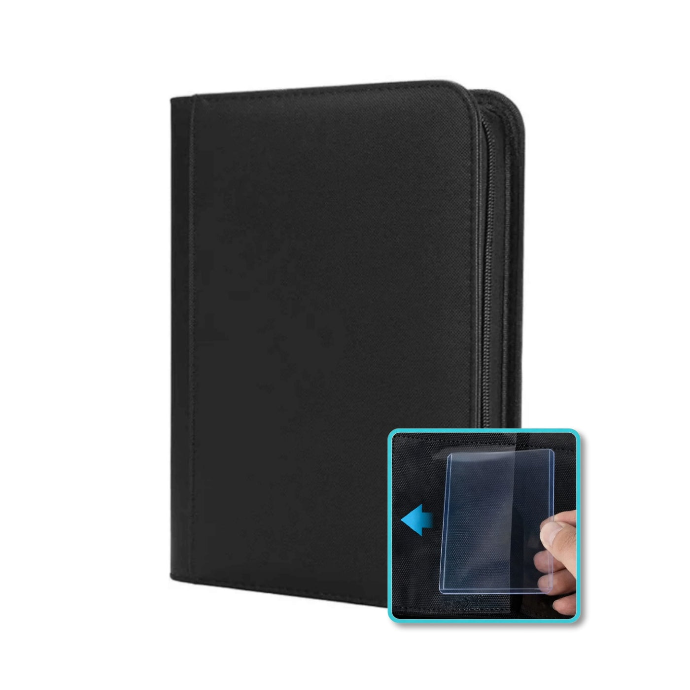 Zipped 9-Pocket Toploader Binder - Svart-Hobbykort