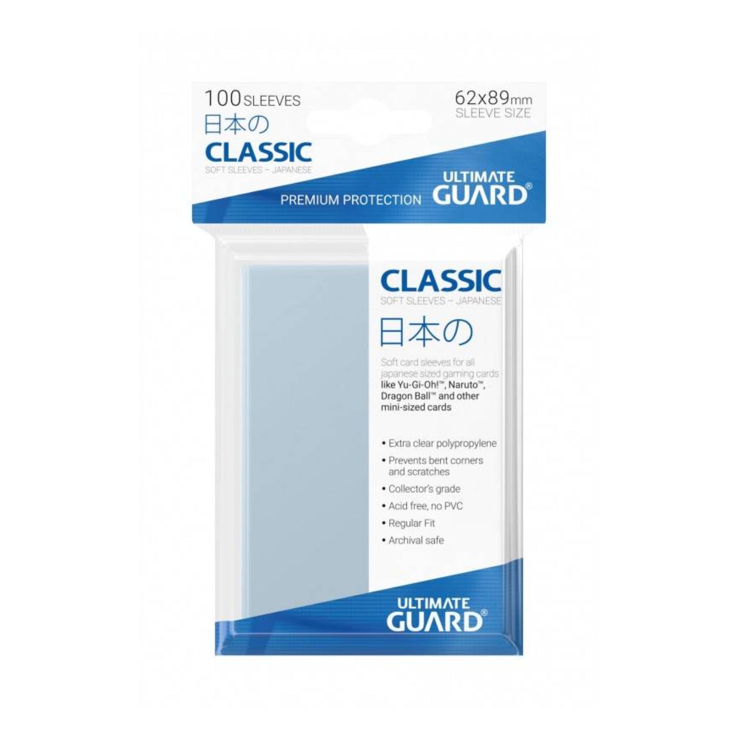Ultimate Guard Classic Soft Sleeves - Clear 100st (Japanese Size)-Hobbykort