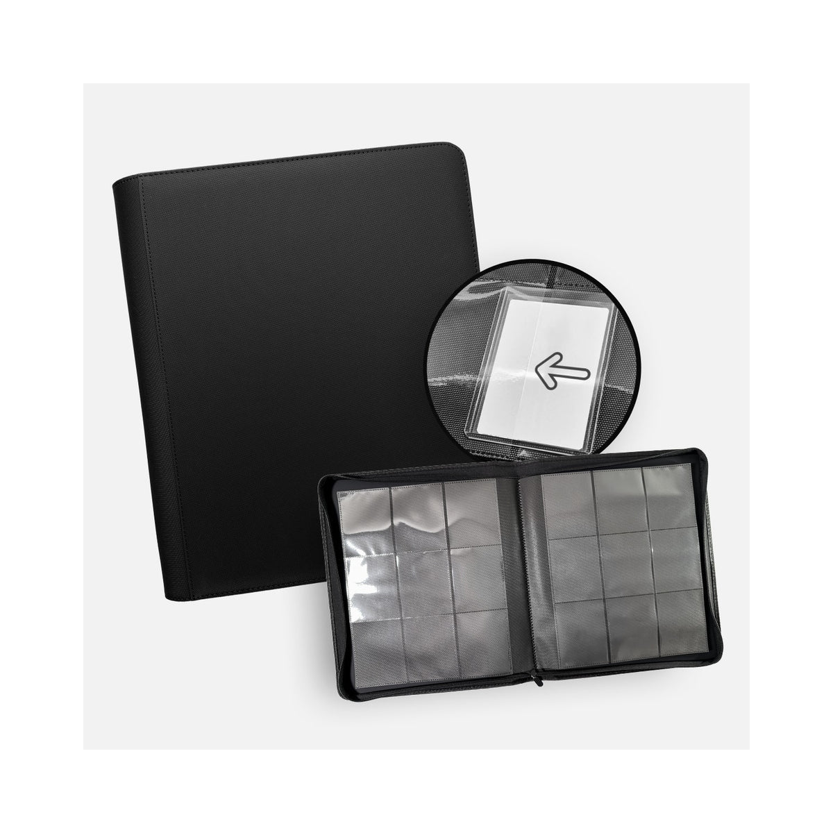 Zipped 9-Pocket Toploader Binder - Svart (TCG Guru)-Hobbykort