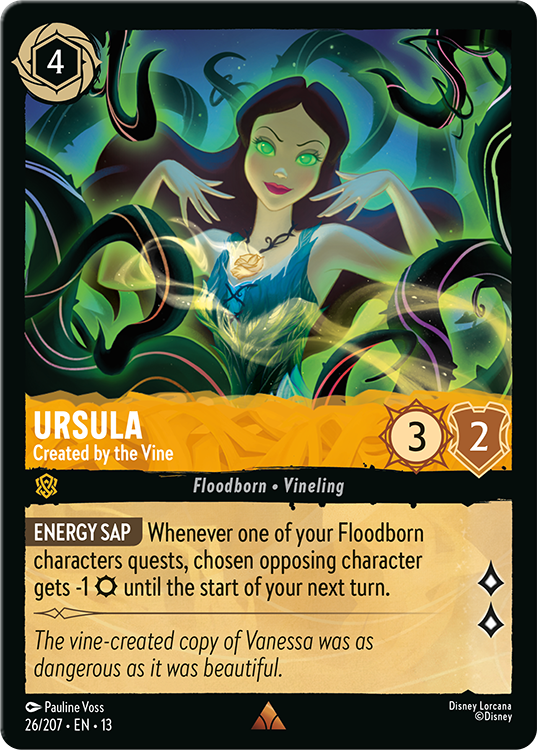 Ursula – Created by the Vine, engelska Attack of the Vine 26/207. Illustration Pauline Voss. Officiell kortbild: Ravensburger / Disney.